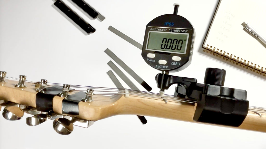 DL Action Finder being used to measure nut slot heights